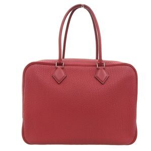 Hermes Plume 32 Handbag Togo Crimson Red Series Gold Metal Fittings